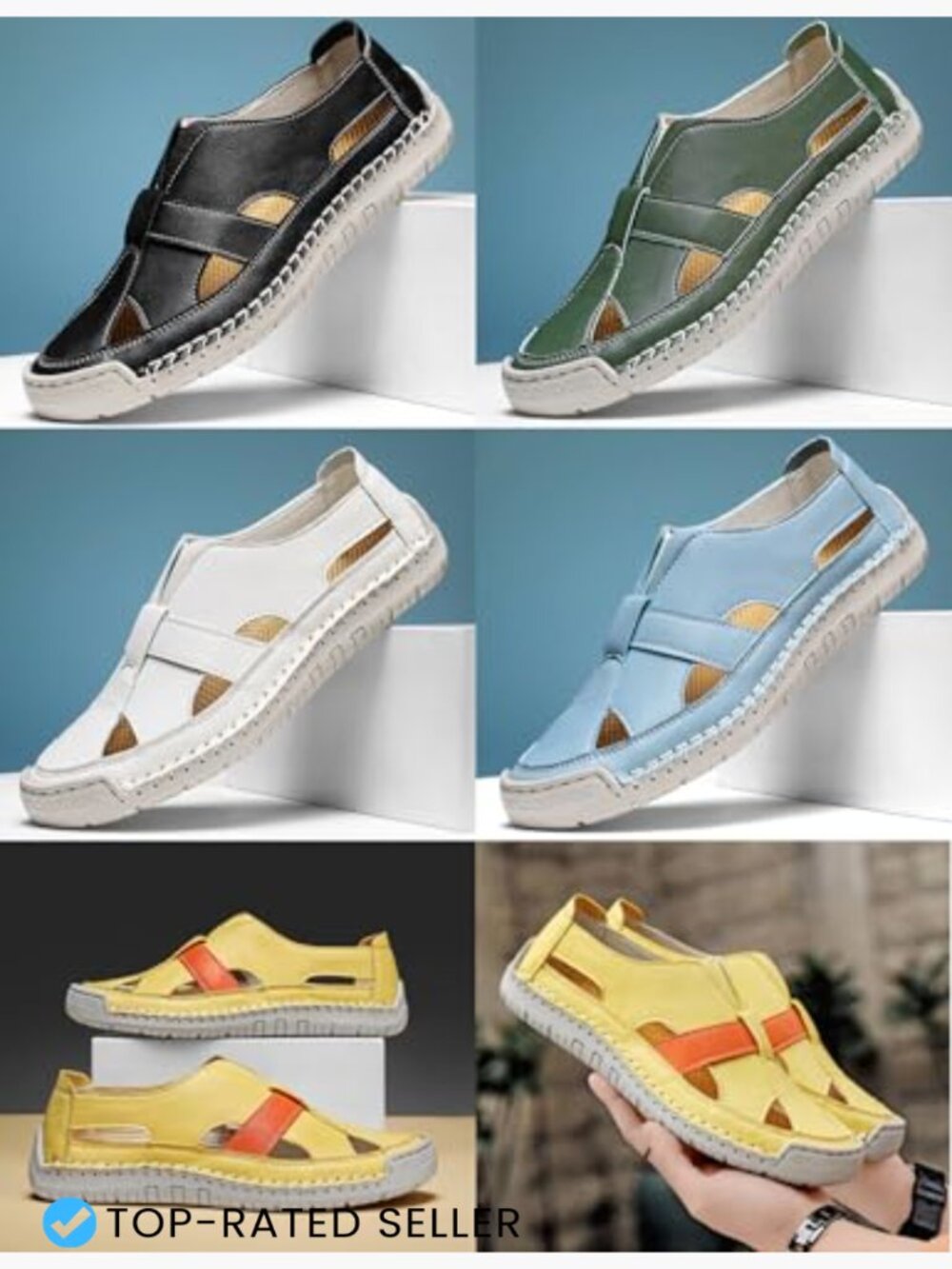 Slip-On Closed Toe Sandals Boho Gladiator Comfort Non-Slip Orthopedic Summer - Picture 5 of 7